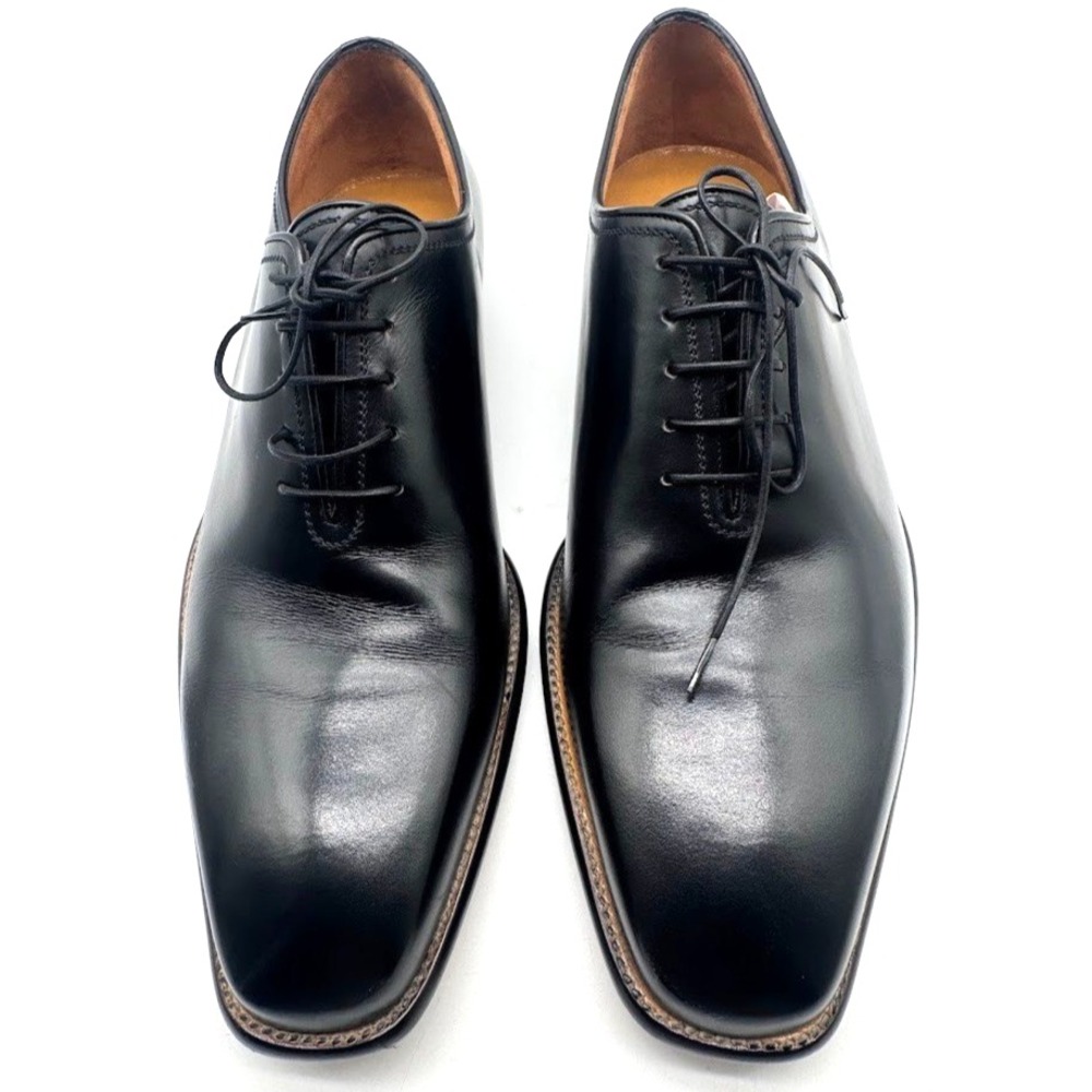 a.testoni Mens Luxury Black Leather Lace-Up Dress Shoes Made in Italy Size 7 G